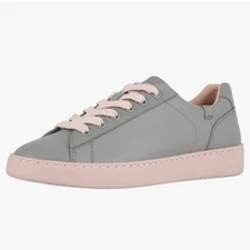 SALE: Vionic size 6.5 Mable Gray and Pink Leather Low Top Comfort Sneakers