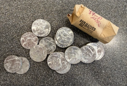 WOW-----1954 Gem BU $10 Ben Franklin Silver Half Dollar Roll