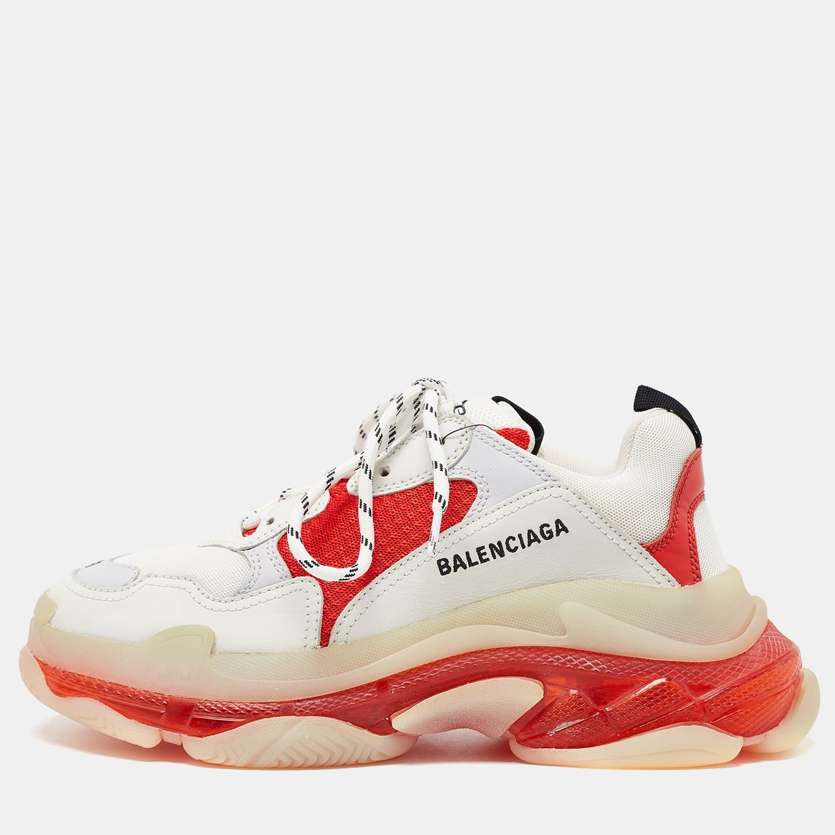 スニーカー BALENCIAGA Balenciaga Sneakers Women Fabric Red/White Balenciaga White/Red Leather and Mesh Triple S Clear Sole