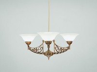 Kronleuchter Premium Messing Glas Weiß KüChe E27 L:78 Cm HäNgelampe Wohnzimmer