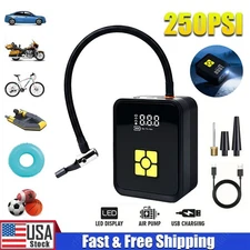 250 PSI Air Compressor Tire Inflator Air Pump Fits Car Moto Bike Tires Portable