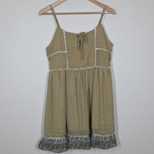 Entro Sleeveless Medallion Boho Mini Dress Ruffle Hem Festival Hippie Small
