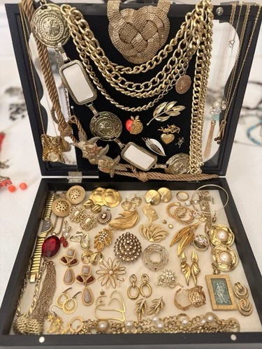 Vintage to NOW Costume Jewelry GOLD Tone Signed ART AVON MONET NAPIER Cameo