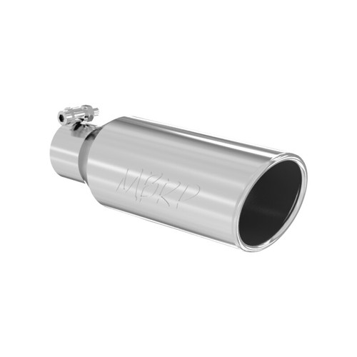 MBRP Universal Tip 4in OD 2.5in Inlet 12in Length Angled Cut Rolled End - Picture 4 of 4