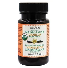 LorAnn Organic Pure Madagascar Vanilla Bean Paste 2oz (60ml) - Rich Flavor, Real