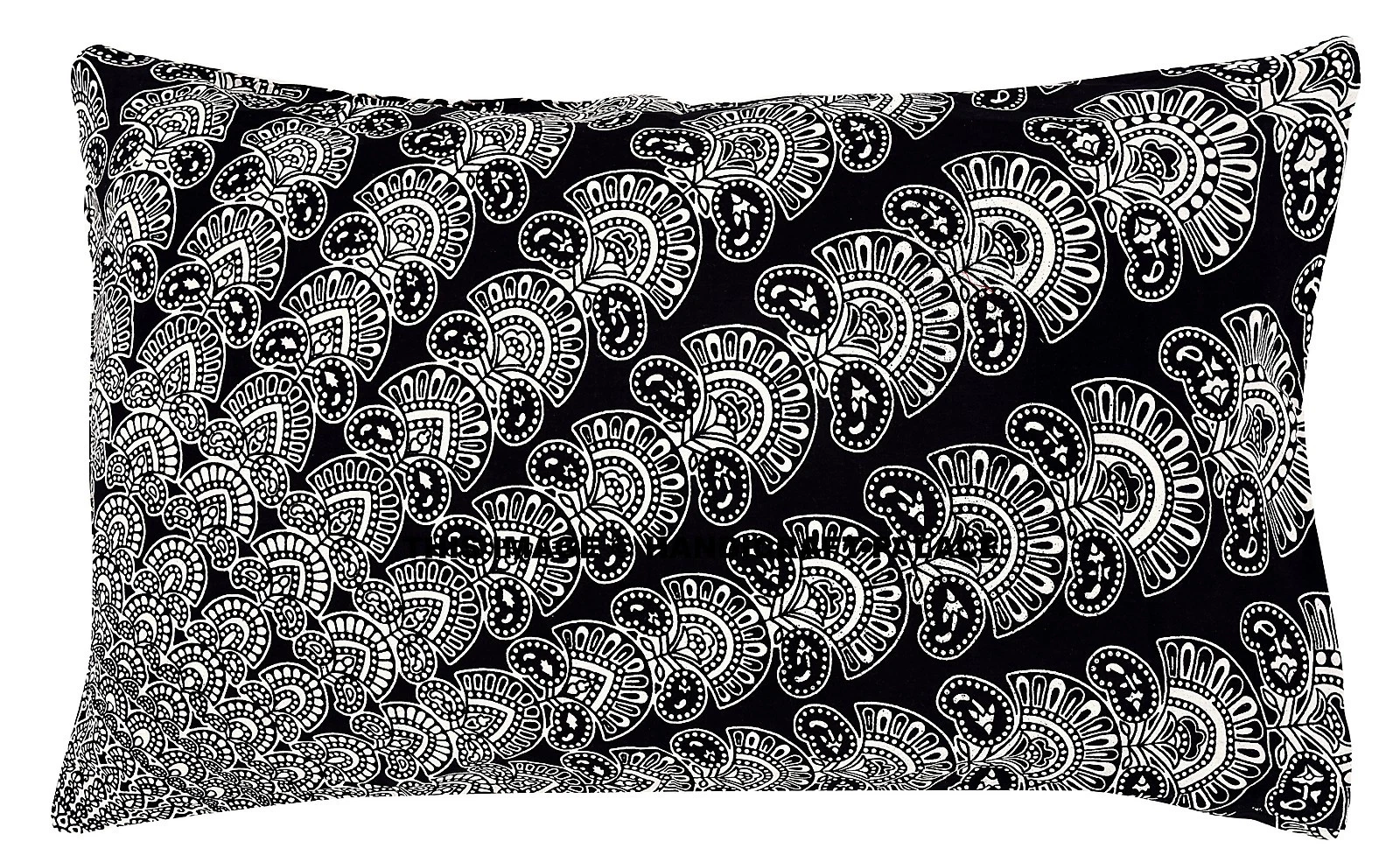 Indian Mandala Hand Printed Antique Pillow Sham Ethnic Black Cushion Cover Throw