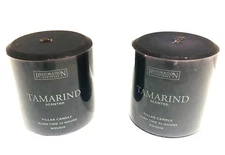 Restoration Hardware Purple Tamarind Wax Pillar Candle Set of 2 NEW Single Wick