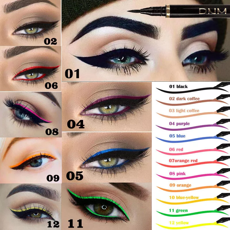 12colors Liquid Eyeliner Pencil Waterproof Colorful Pen Highlight