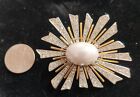 Crystal Starburst brooch pin Kenneth Lane Faux Pearl Clear