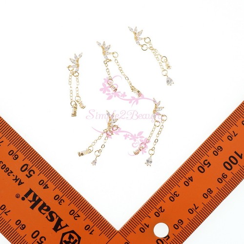 5 Nail Art Jewelry Luxury Zircon Rhinestones 3D Wing Metal Chain Tassel Charms - Picture 6 of 12