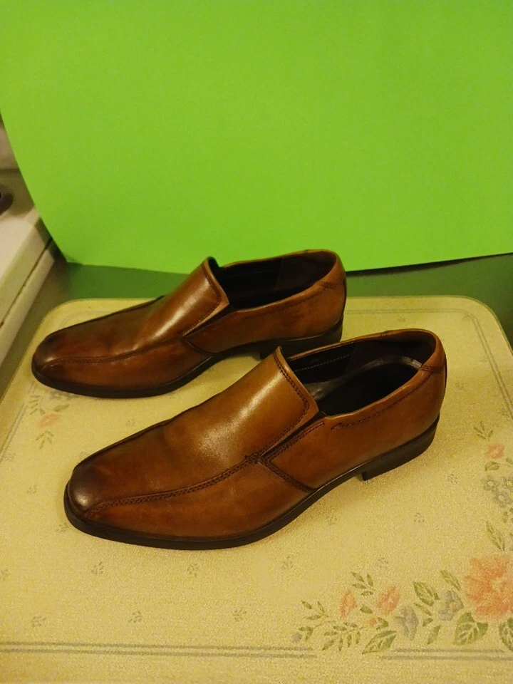 Ecco Shoes mocassino uomo 45 punta tonda slip on pelle marrone