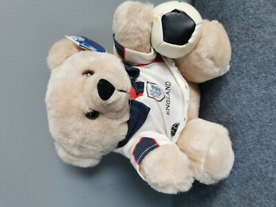 Vintage GROVE Toy Soft Plush Teddy Bear England Football Shirt