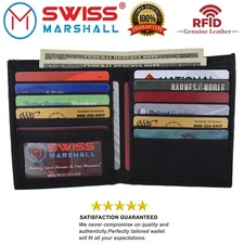 Swiss Marshall RFID Blocking Men's Slim Bifold Hipster Credit Card Premium...