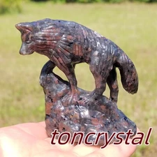 3" Natural Yooperlite Wolf Skull Carved Quartz Crystal Skull Reiki Healing 1pc