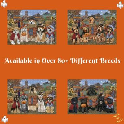 Halloween 'Round Town Fall Pumpkin Dog Cat Pet Jigsaw Puzzle Games for Adults