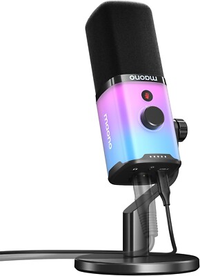 XLR/USB Gaming Mikrofon mit Software, Dynamisches PC Mikrofon mit RGB für Stre