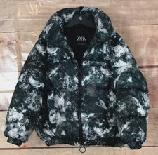 Zara Kids 6-7 Puffer Jacket Packable Hood Black Gray Quilted Full Zip Pockets