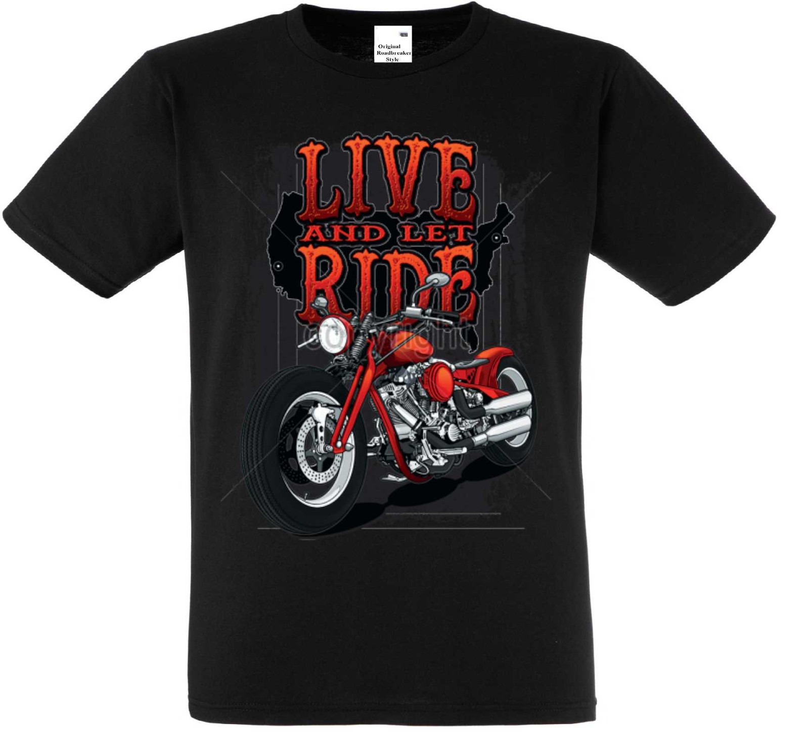 ALTRA T shirt nera chopper biker chopper & motivo oldool schoolo mode Liv And