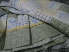 Infant Baby Crib Dust Ruffle  Quilt Patchwork Blue Yellow Green Cow Moon Minky