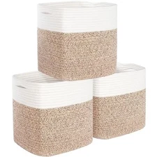3-Pack 11x11 Inch Cube Storage Bin Woven Storage Cube Organizer Closet Organi...