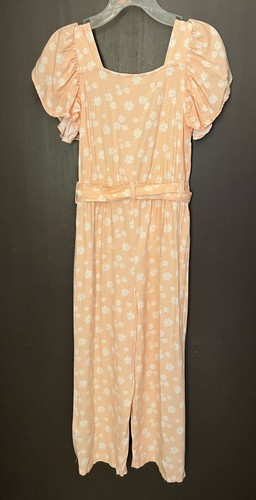 Jessica Simpson Girl's Jumpsuit 6x Light Orange White / Yellow Flowers - Picture 2 of 6