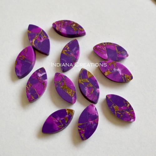 Piedra 5 piezas púrpura cobre turquesa marquesa ambos lados respaldo plano 8x16 mm -12x24 mm