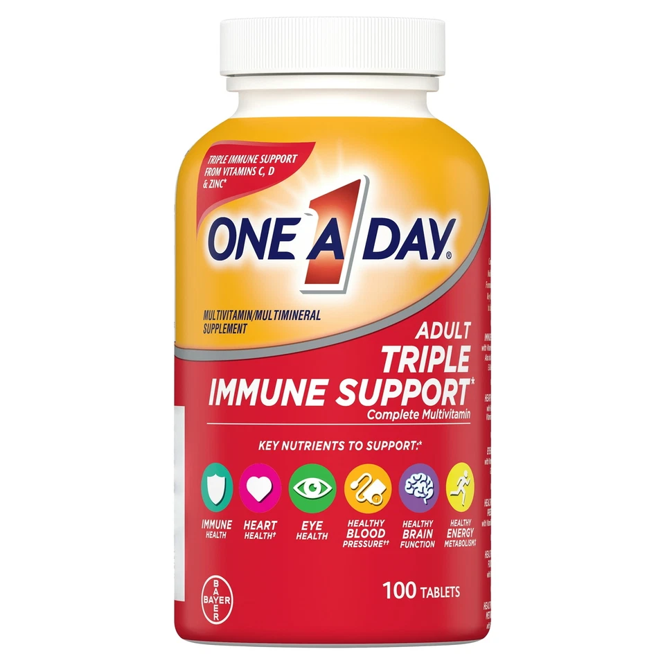 Multivitamínico triple apoyo inmunológico para adultos de un día 100 comprimidos CADUCIDAD 08/2026 Foto 2 de 4