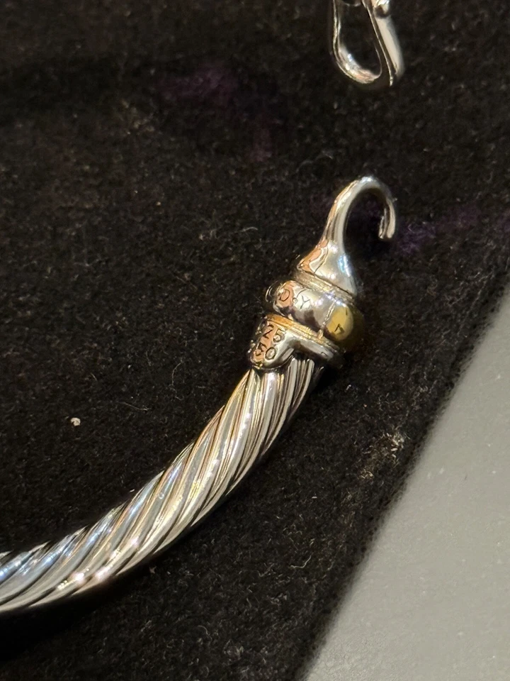 Brazalete David Yurman Clásico 925 SS Cable 18k Hebilla 5mm Foto 3 de 4