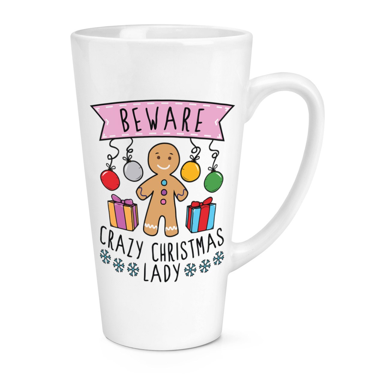 Beware Crazy Christmas Lady 17oz Large Latte Mug Cup - Funny Joke Secret Santa