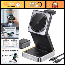 3-in-1 Wireless Charging Station for iPhone, Apple Watch AirPods, 15W Fast Cha