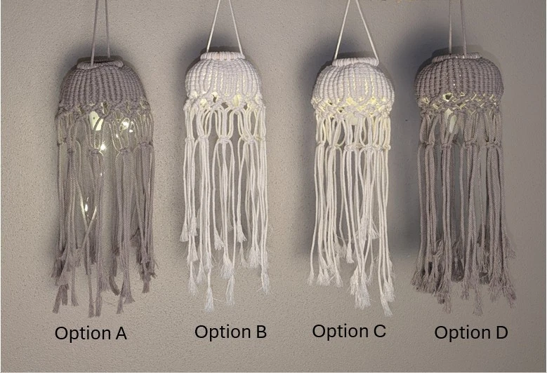 Makramee Lampe, Boho Hängelaterne, Lampion Makramee Qualle, Boho Lichtdekoration - Bild 3 von 4