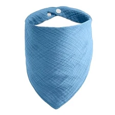 Adjustable Cotton Bandana - Solid Color Scarf for Dogs with Button Large Blue