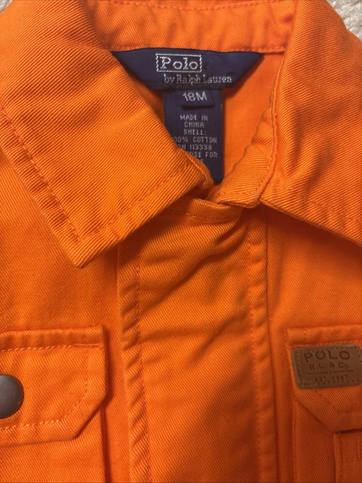 Chaqueta Polo Ralph Lauren Vintage Niños Cremallera Completa Algodón Talla 18 Meses 18mo Naranja Foto 4 de 4