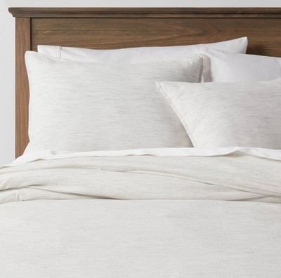 Threshold 3 PC Duvet Cover Set Double-Needle Stitching Space Dyed Gray Cal King