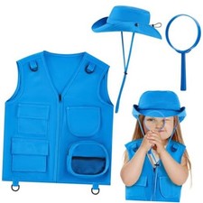Kids Safari Explorer Vest and Hat Explorer Costume for Fishing Adventure