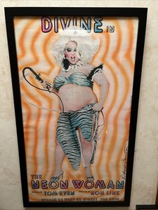 Divine Neon Woman play poster Hurrah NYC 1978 vintage Original