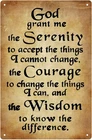 god grant me the serenity Tin Metal Signs Home Décor 8x12 Vintage Christian Wall