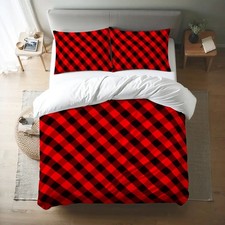 Buffalo Diamond Check Plaid Duvet Cover Set, Includes Pillow Cases, Queen Size