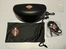 Harley Davidson Black Clamshell Leather Sunglasses/Eyeglasses Case Strap Cord