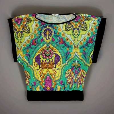 Moa Moa Colorful Floral Blouse Large Shirt Boho Retro Eclectic Maximalist