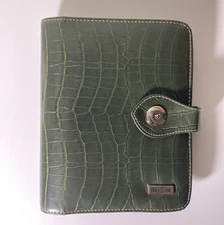 Franklin Covey Day One Compact Planner Binder Green Croc Embossed 6 Ring