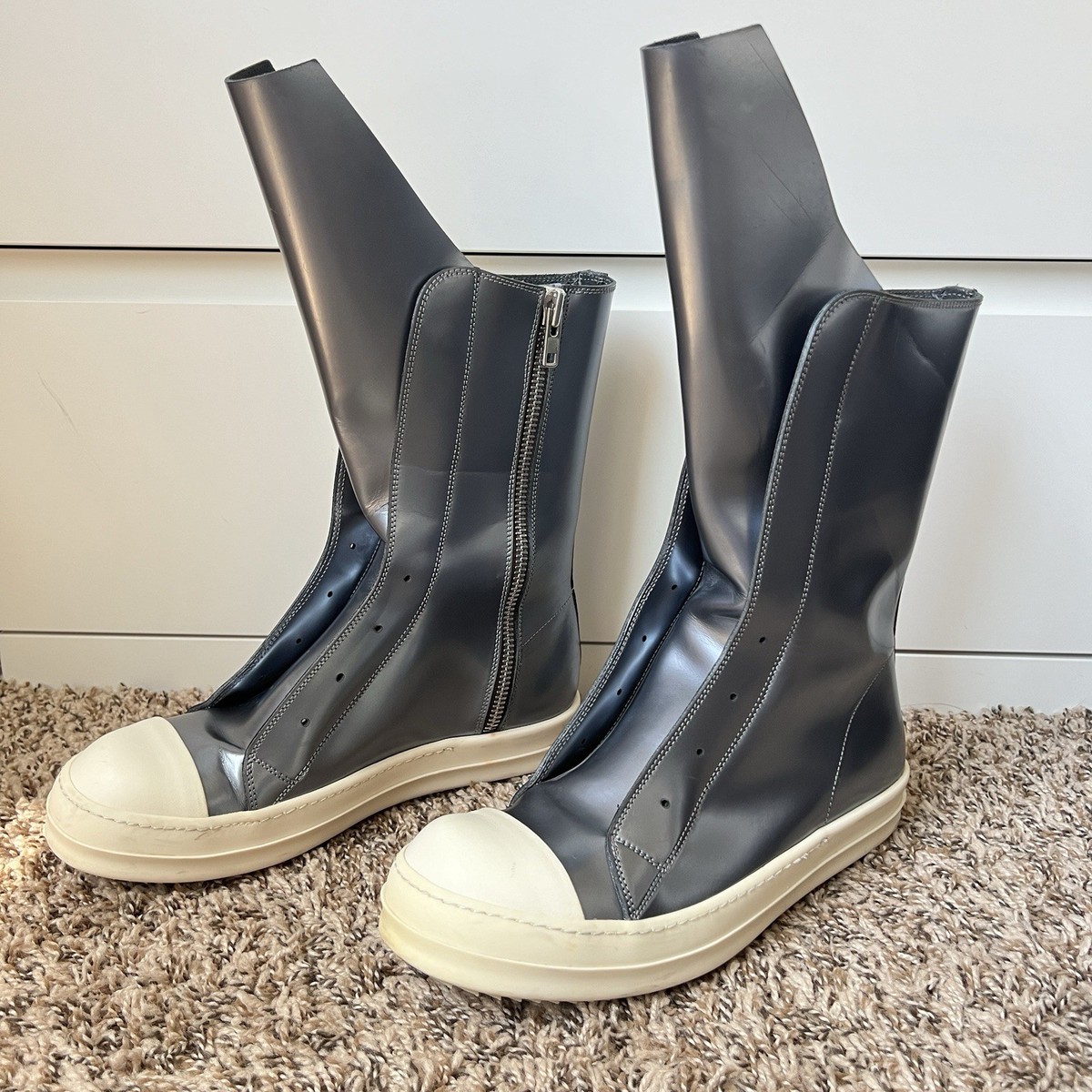 美品 Rick Owens Laceless Ramones Rick Owens AW12 “MOUNTAIN” Laceless Leather Ramone Boots As