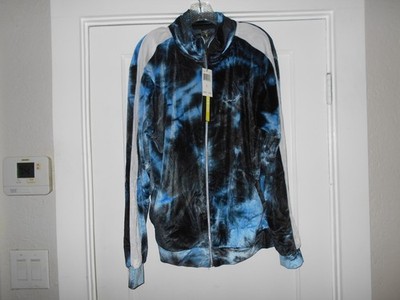 Screenshot Men s Tie Dye Velour Blue White Zipper Track Jacket Size Large