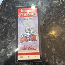 1997-98 AHL Hartford WolfPack Inaugural Season   Ticket Seat 10