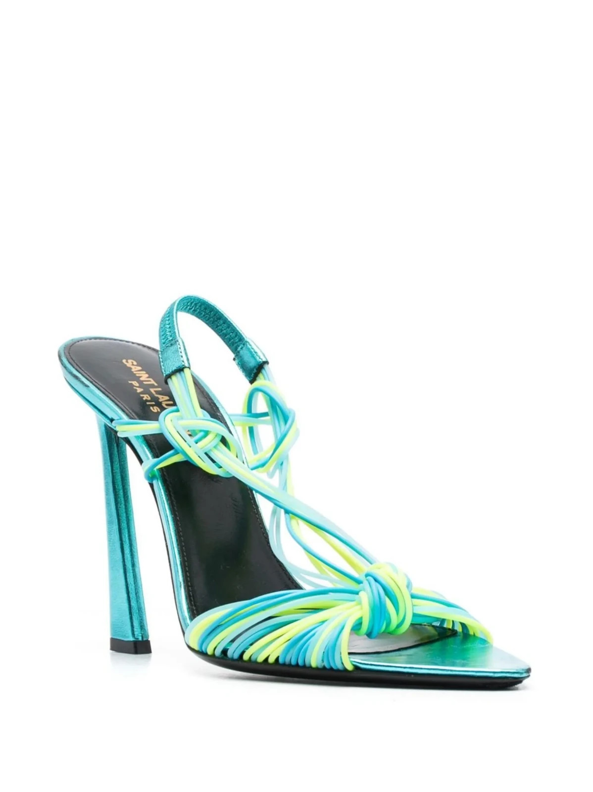 Nuovissimo sandalo Saint Laurent Pool 105 Scoubi blu verde 100% autentico