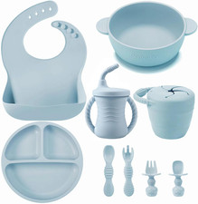 Silicone Baby Feeding Set 9PCS Baby Led Weaning Supplies Self Feeding Utensils