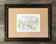 Watercolor Print of Roma, St. Peter’s Basilica, signed by Bernadette Voz