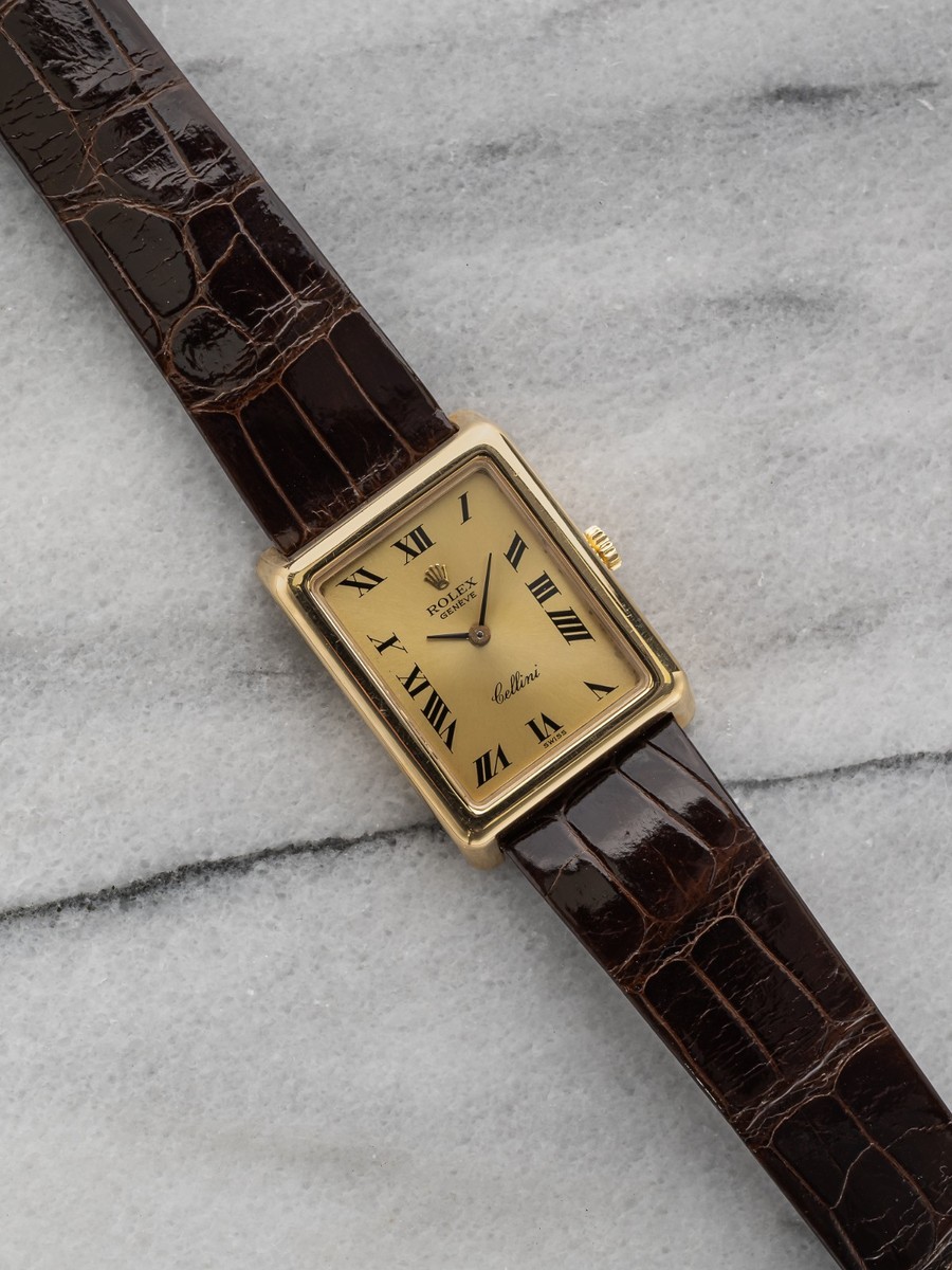 Vintage Rolex Cellini Tank Ref 4105 80s Manual Wind Champagne