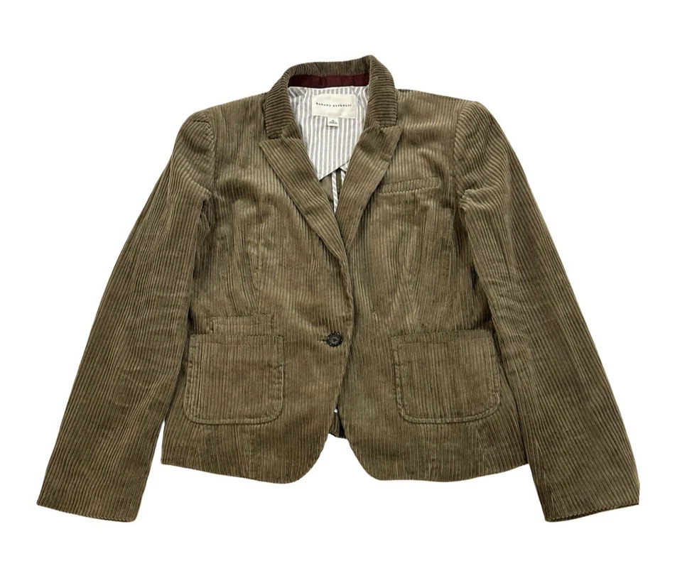 Chaqueta Blazer Banana Republic Pana Mujer Talla 10 Marrón Algodón Doble Ventilación Foto 2 de 4