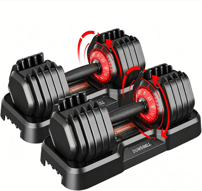 Adjustable Dumbbells Set, All in One Free Weights Dumbbells Set with Anti-Slip H